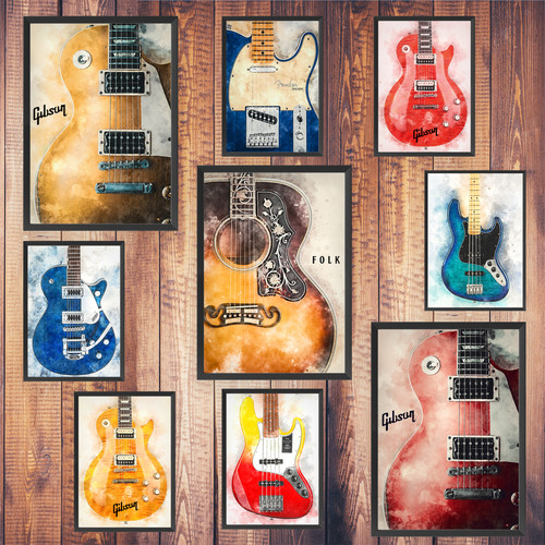 Music guitar poster classic - poster,