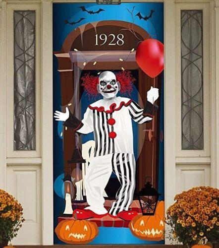 Halloween clown door cover - halloween,